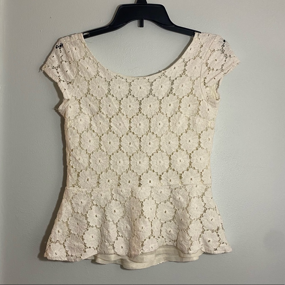 White Lace Peplum Top